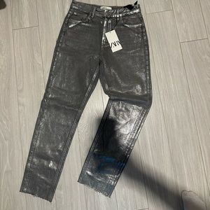 Zara silver foil jeans